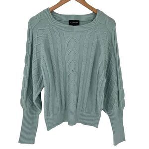 Premise Puff Sleeve‎ Cable Knit Sweater Fresh Mint Soft Cozy Women Medium New